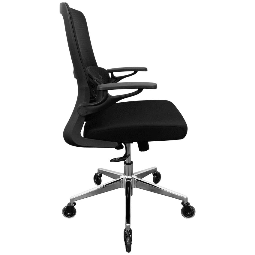 Everfurn Premium Dakota Mid Back Office Chair, Chromed Steel - Black