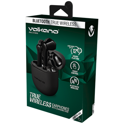 Volkano Aries 2.0 Series TWS Earphones + Charging Case - Black