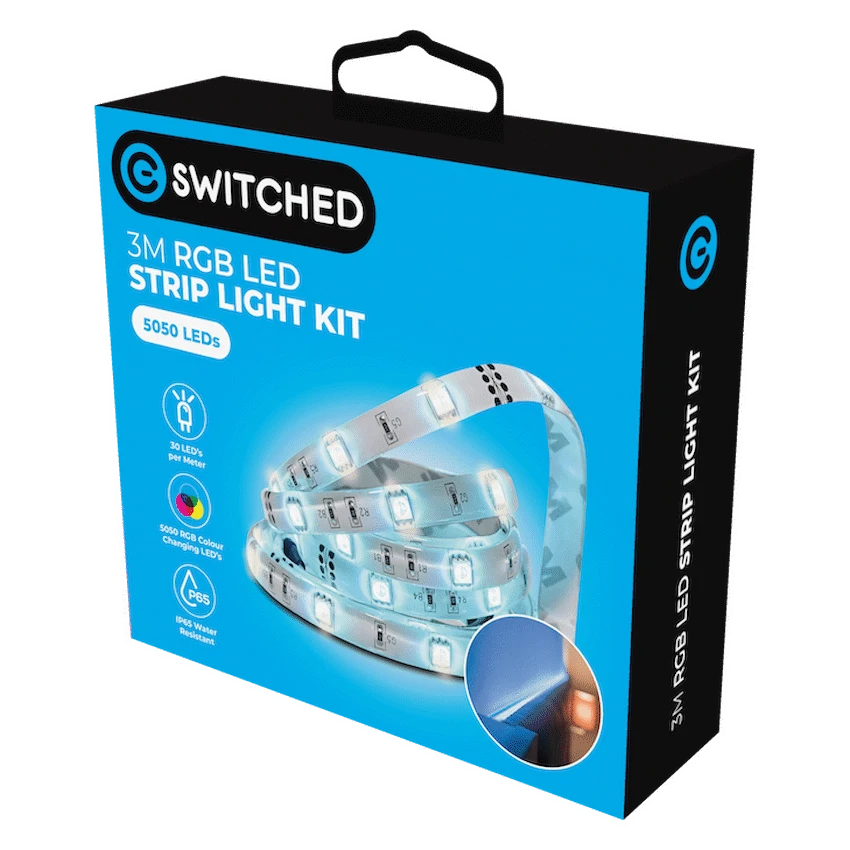 Switched 3m RGB LED Strip Light Kit