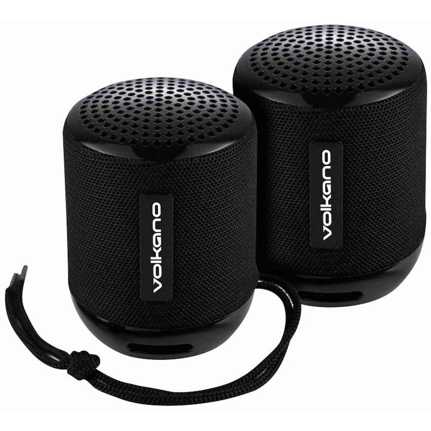 Volkano Gemini Series Pair of True Wireless Bluetooth Speakers - Black