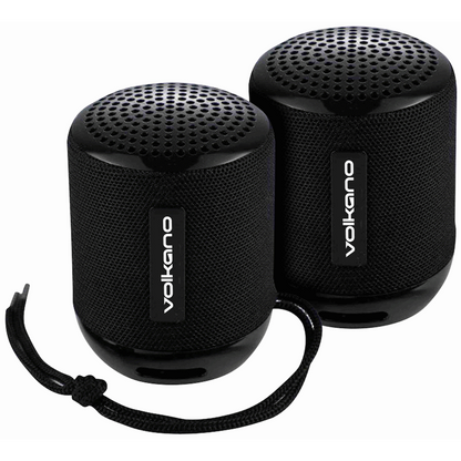 Volkano Gemini Series Pair of True Wireless Bluetooth Speakers - Black
