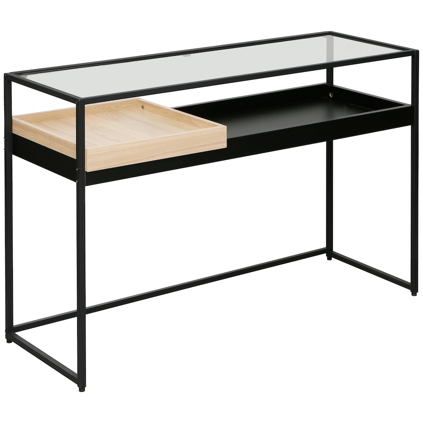 Everfurn Millenium Console, Powder Coated Steel Frame, Tempered Glass