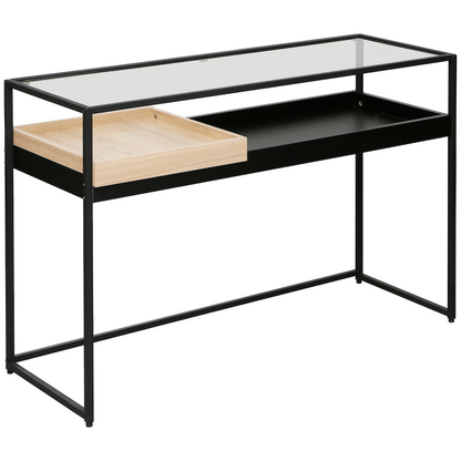 Everfurn Millenium Console, Powder Coated Steel Frame, Tempered Glass