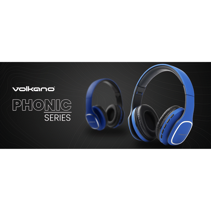 Volkano Phonic Series Bluetooth Full Size Headphones - Blue