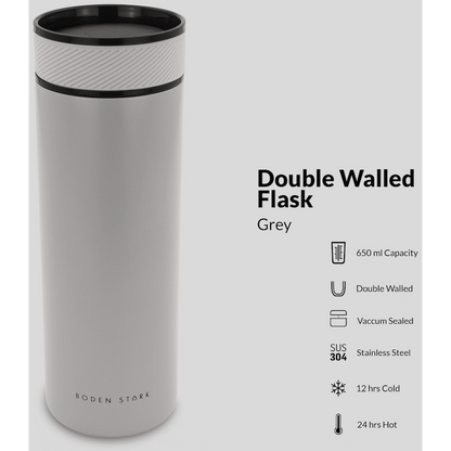 Boden Stark 650ml Double-Walled Flask - Grey