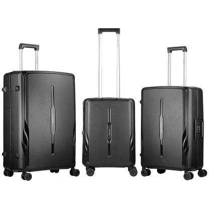 Travelwize Clipper PP 3Pc 4-Wheel Spinner Luggage Set Black
