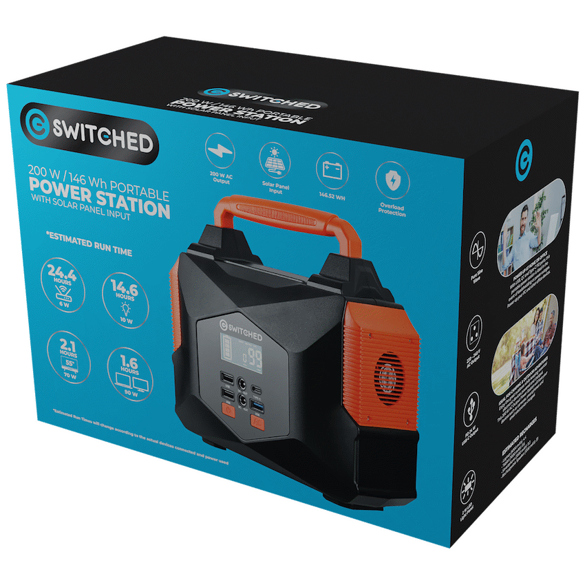 Switched 200W Portable Power Station (166.5Wh)