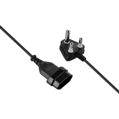 Switched Easy Cable Extender SA 3-Pin to 2-Pin Euro Socket 2m - Black