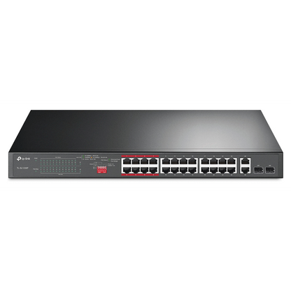 TP-Link TL-SL1226P 24-Port 10/100Mbps + 2-Port Gigabit Rackmount Switch with 24-Port PoE+