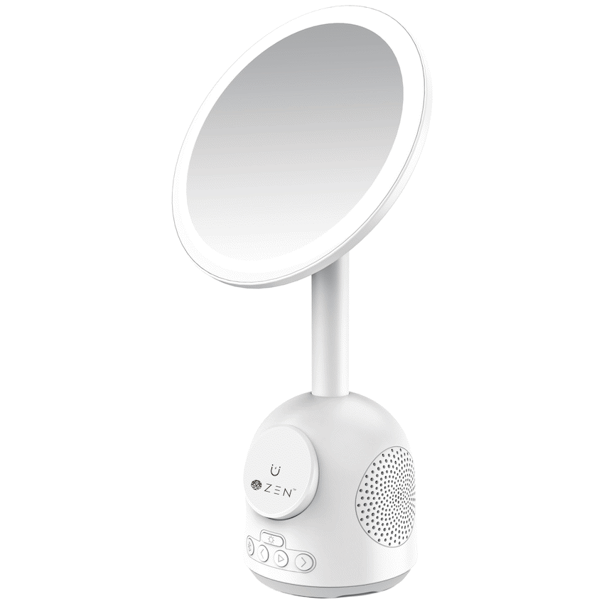 ZEN Unify Series Wireless Phone Charger with Bluetooth Speaker and Mirror - White