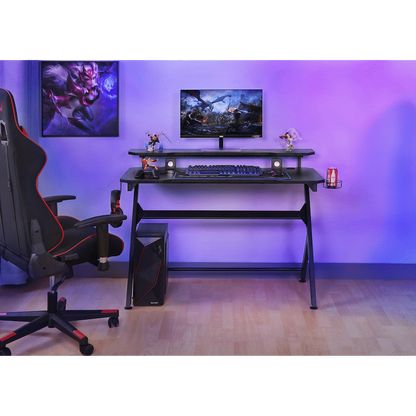 VX Gaming Donahue Gaming Desk - Black with Headphone Hook
