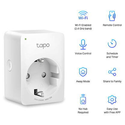 TP-Link Tapo P100 (1-Pack) Wi-Fi 2.4G (1T1R), BT Onboarding