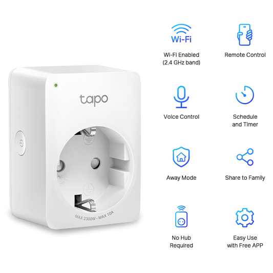 TP-Link Tapo P100 (1-Pack) Wi-Fi 2.4G (1T1R), BT Onboarding
