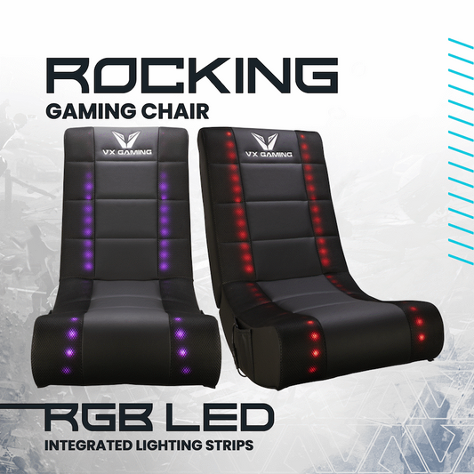 VX Gaming Electra Series Rocking Gaming Chair with LED lights