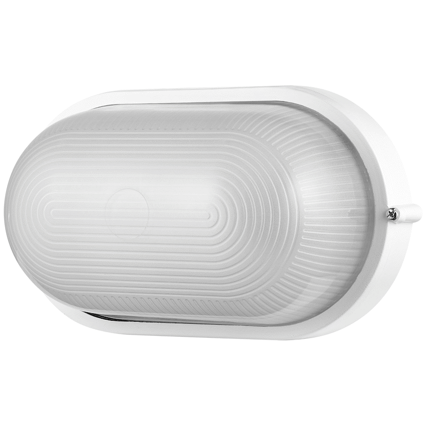 Ellies Illume Series - Large AC Oval Bulkhead - Aluminium + Glass - E27 Base -WT