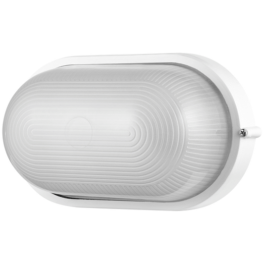 Ellies Illume Series - Large AC Oval Bulkhead - Aluminium + Glass - E27 Base -WT