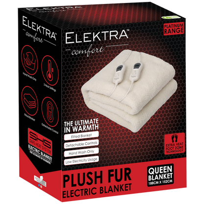 Elektra Comfort Electric Blanket - Queen - Fur