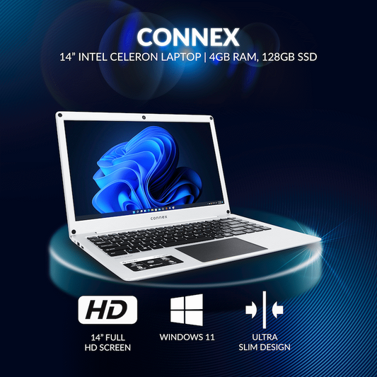 Connex Laptop 14 Celeron 4/128 SSD All I Need Bundle