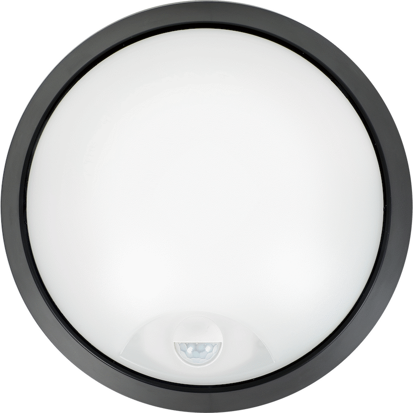 Ellies Spectra Series - AC 15W  Round LED Bulkhead with 3CCT and Sensor -BK