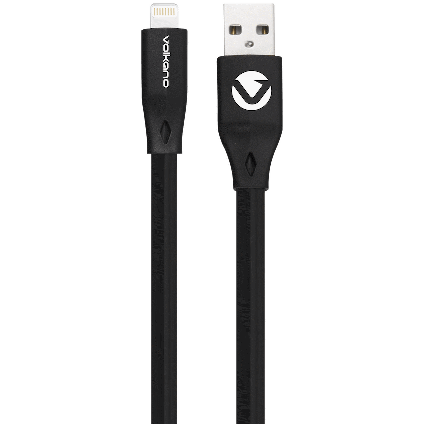 Volkano Slim Series Flat PVC Lightning Cable 1.2m - Black