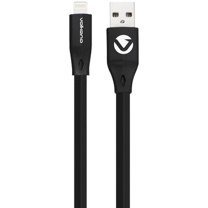Volkano Slim Series Flat PVC Lightning Cable 1.2m - Black