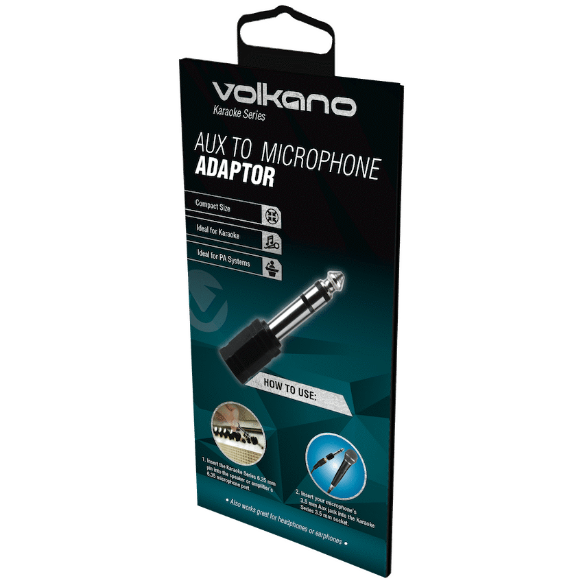 Volkano Karaoke Series 3.5 mm Female to 6.35 mm Male Adapter