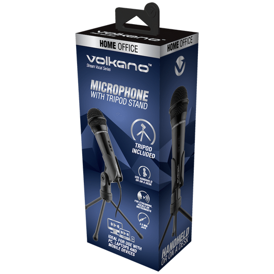 Volkano Stream Vocal Microphone with Tripod, Aux