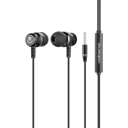 Volkano Earphones with Mic - STANNIC SERIES - Black