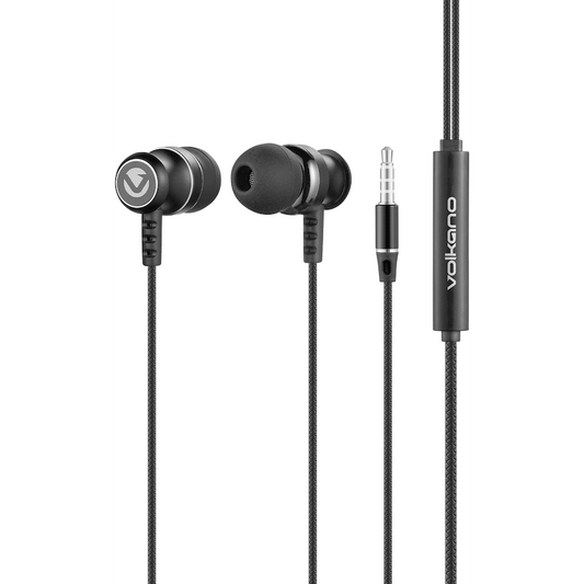 Volkano Earphones with Mic - STANNIC SERIES - Black
