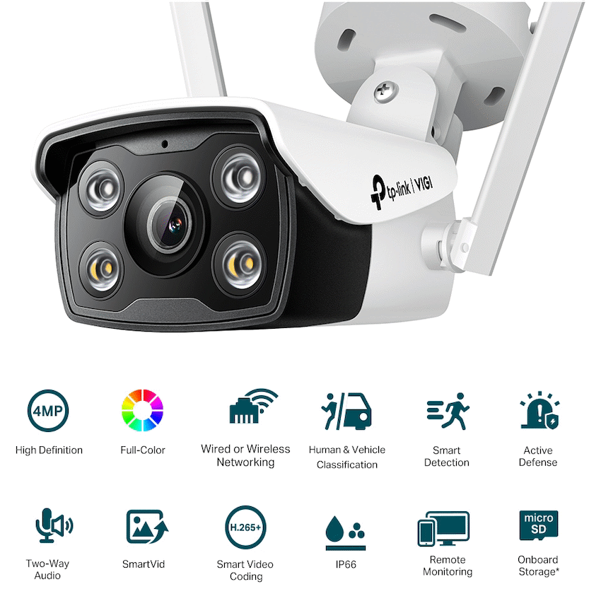TP-Link Vigi C340-W 4MP 4mm Outdoor Full-Color Wi-Fi Bullet Network Camera