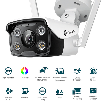TP-Link Vigi C340-W 4MP 4mm Outdoor Full-Color Wi-Fi Bullet Network Camera