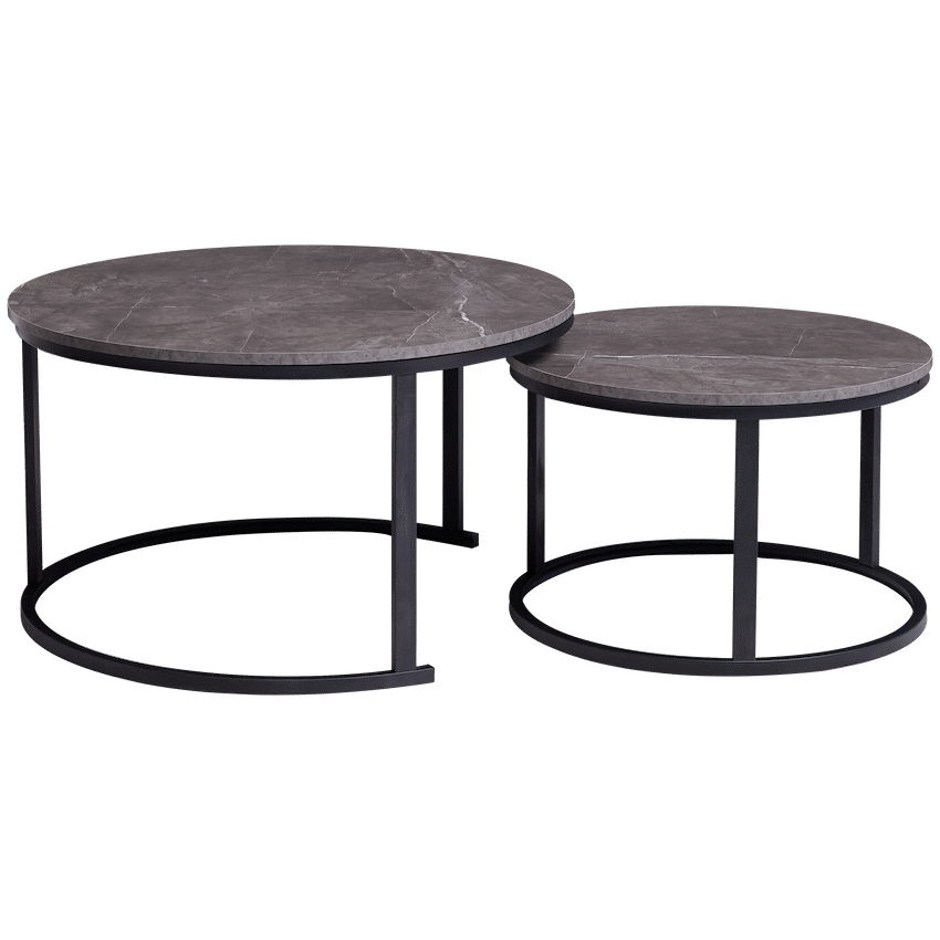 Everfurn Nile Nesting Coffee Table Marble, 2 Piece