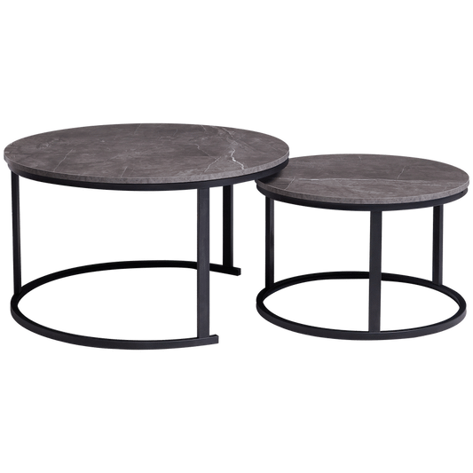 Everfurn Nile Nesting Coffee Table Marble, 2 Piece