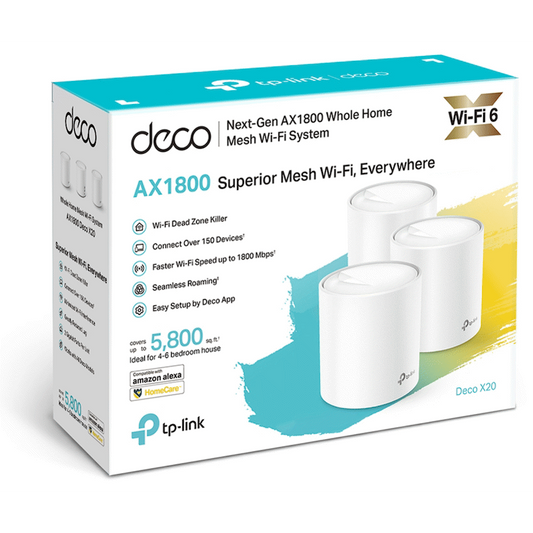 TP-Link Deco X20 (3-Pack) AX1800 Whole-Home Mesh Wi-Fi 6 System