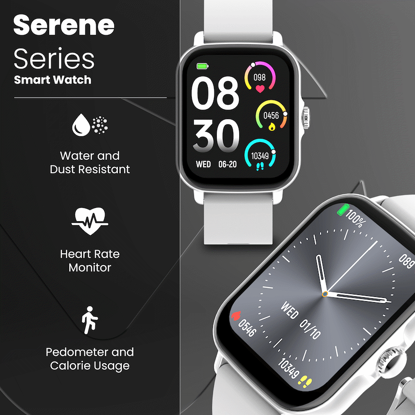 Volkano Active Tech Serene series Watch with heart rate monitor - Silver