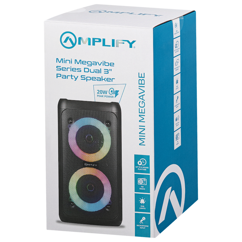 Amplify Mini Megavibe Series Dual 3" Party Speaker - Black
