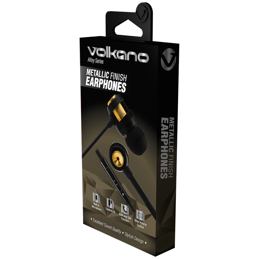 Volkano Alloy Series Metal Earphone - Gold
