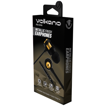 Volkano Alloy Series Metal Earphone - Gold