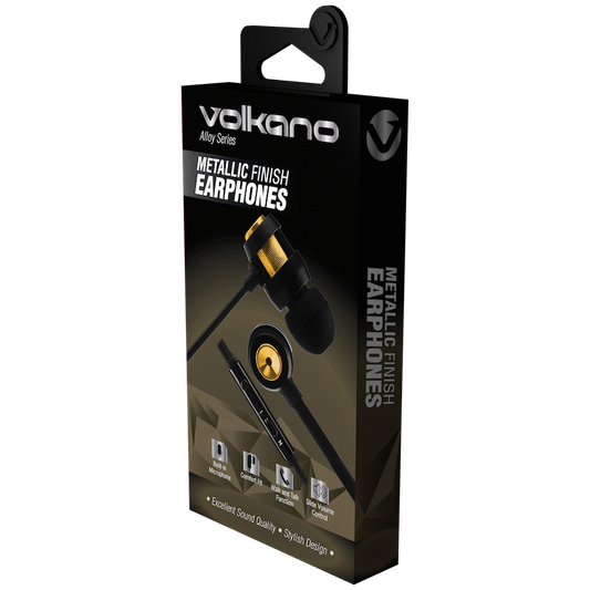 Volkano Alloy Series Metal Earphone - Gold