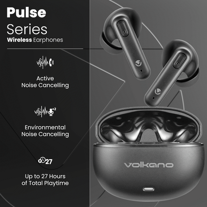 Volkano Pulse Series True Wireless Earphones with Charging Case - Black