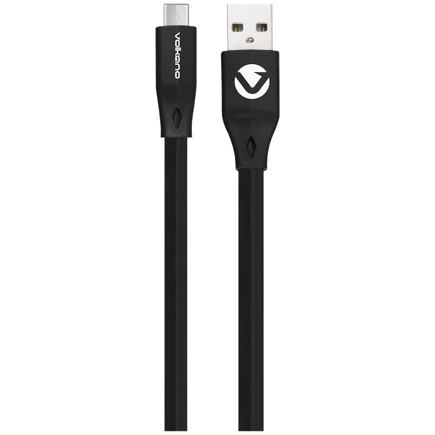 Volkano Slim Series Flat PVC Type-C Cable 1.2m - Black