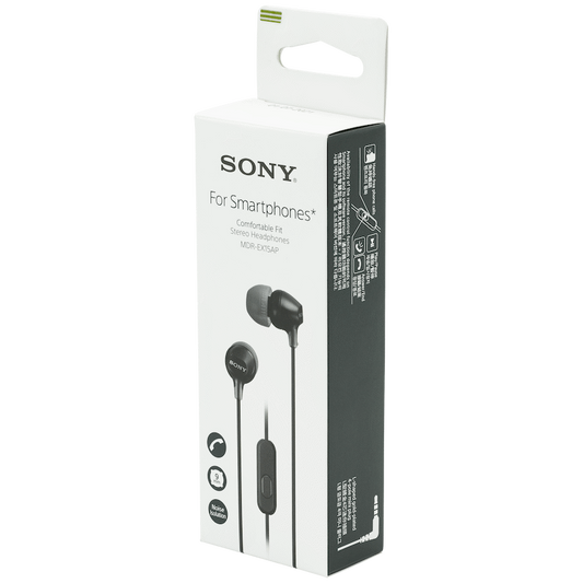 Sony MDR-EX15AP (Black) In-Ear Earphone with Mic for iPhone - Android - BlackBerry