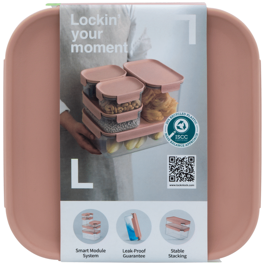 LocknLock Classic Plus sq 1.25lt pink ( Order in Qty of 3)