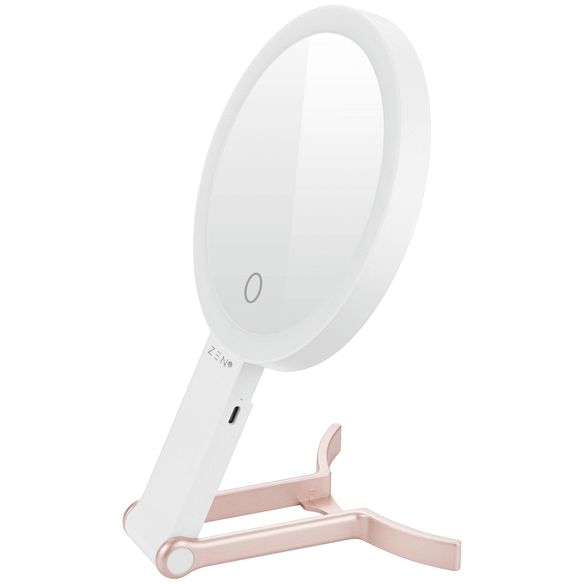 ZEN JestSet Series Portable Handheld LED Mirror - White