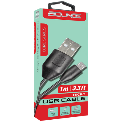 Bounce Cord Series 1.2m Micro USB Cable - Black