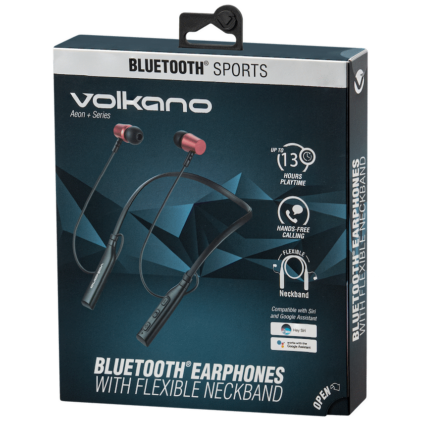 Volkano Aeon+ Series Bluetooth Earphones with Neckband - Red