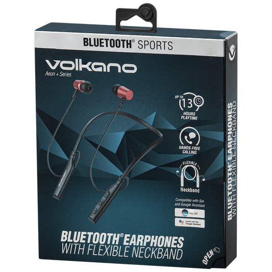 Volkano Aeon+ Series Bluetooth Earphones with Neckband - Red