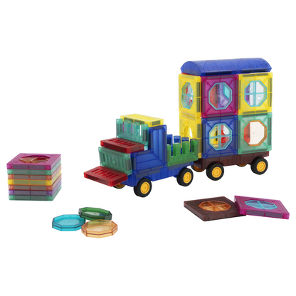 43 Magnetic Tiles with Windows and Car Parts