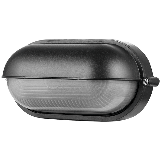 Ellies Arc Series - AC Oval LED Bulkhead - Aluminium + Glass - E27 Base -BK