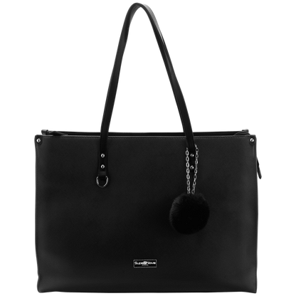 Supanova Pompom Ladies Laptop Bag - Black